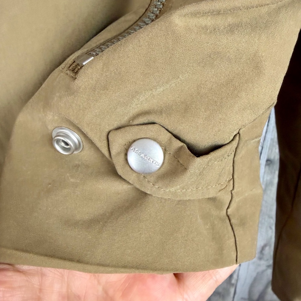 AllSaints Atik Cotton Blend Jacket in Sand Size Small. - Picture 5 of 14